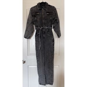 Topshop Black Acid Wash Denim Boilersuit